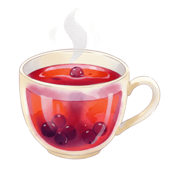 Warm Berry Tea Watercolor Illustration Cozy Hot Drink Mug Red Cup Food Steam Fruit Sweet Winter png