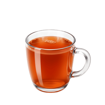 Warm Aromatic Tea in Clear Glass Mug Hot Beverage Cup Red Cozy Drink Brown Orange Liquid Autumn png