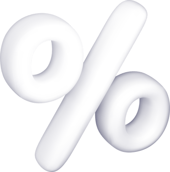 3D icon of white realistic percent png