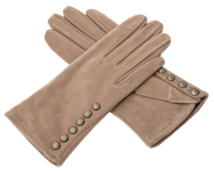 Beige suede gloves on a transparent background png