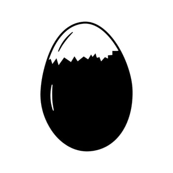 Partially peeled boiled egg in shell. Black and White minimalist Icon Sticker Pictogram Egg Day idea. Isolated illustration Thematic cards or web promo banner, leaflets, print materials or tags vector