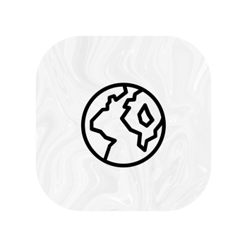 A white and black logo of a globe png
