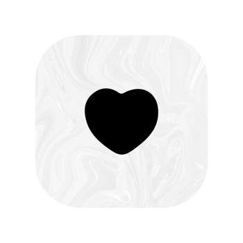 A white heart icon on a flat shape flat png