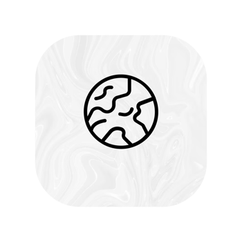 A white and black icon of a globe png