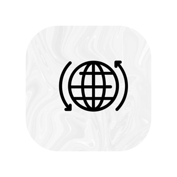A white and black icon of a globe with arrows png