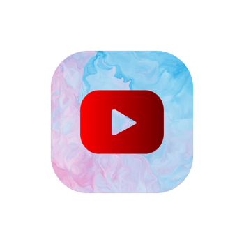 Youtube logo with a blue and pink background png