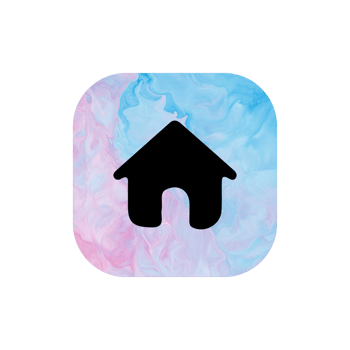 A house icon with a pink and blue background png