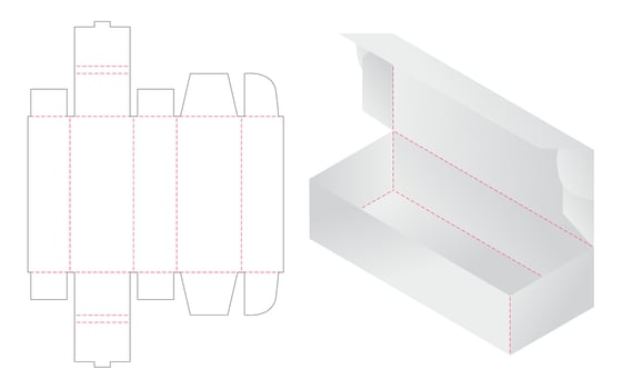 Box packaging die cut template design. 3d mock-up vector