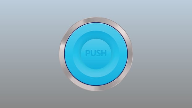 Push Modern Button light blue color and aluminum rim vector