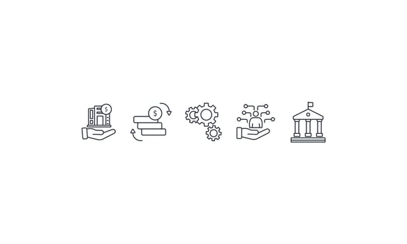 Asset management icons set isolated on White Background Flat style design vector