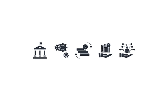 Asset management icons set vector