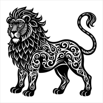 A lion with ornate patterns on its body vector
