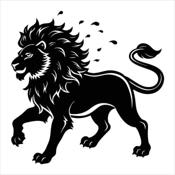 A black and white lion on a white background vector