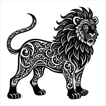 A lion with a tribal pattern on its face vector