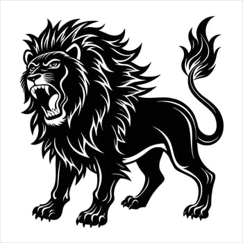 Lion roaring silhouette vector