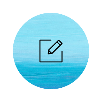 A blue circle with a pencil and a check mark png