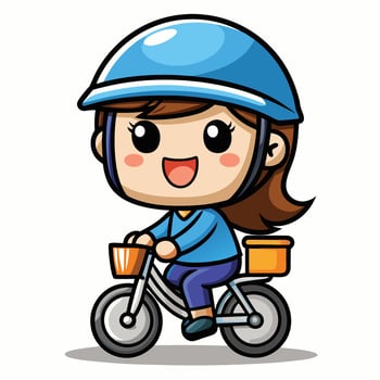 cartoon girl riding a bicycle vector
