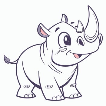 a cartoon rhino with a big horn vector