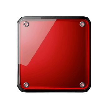 Red Square Button with Metal Frame Transparent Background png