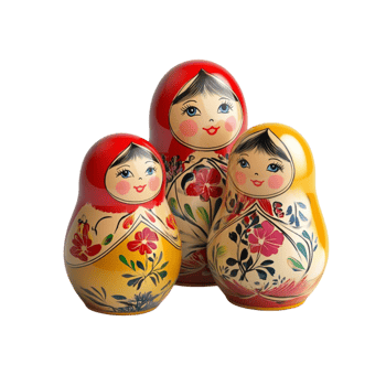 Traditional Russian Matryoshka Dolls Transparent Background png