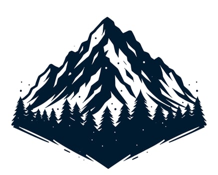Mountain landscape with trees and mountains on white. vector