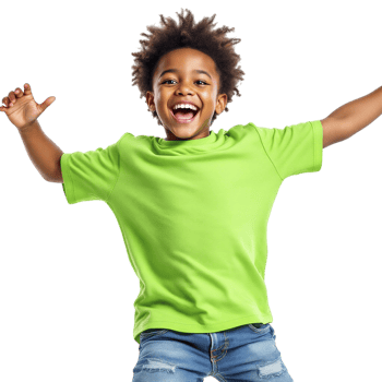 A young boy in a green shirt is jumping png