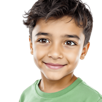 A young boy with brown hair and a green shirt png
