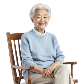 An older woman sitting in a rocking chair png