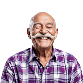 An old man with a mustache and a checkered shirt png