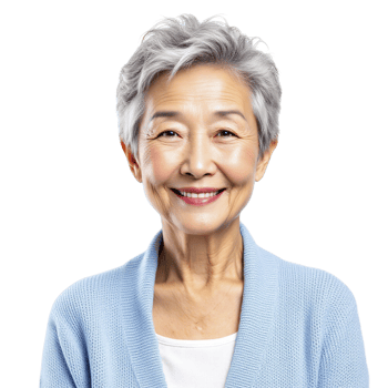An older woman with gray hair smiling png