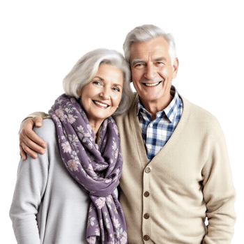 An older couple is posing for a photo png