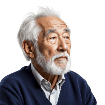 An older man with a white beard and a blue sweater png