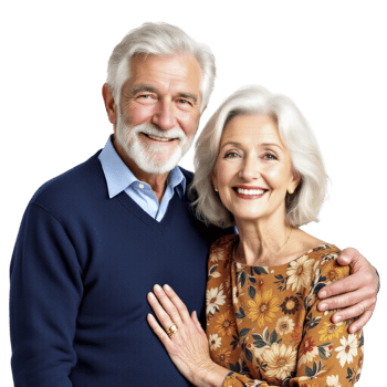 An older couple is posing for a photo png
