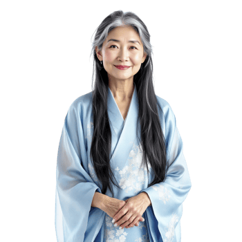 An asian woman in a blue kimono png