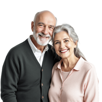 An older couple smiling and posing for the camera png