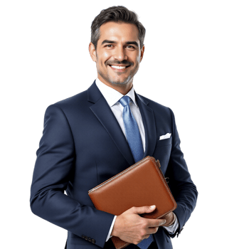 A man in a suit holding a folder png