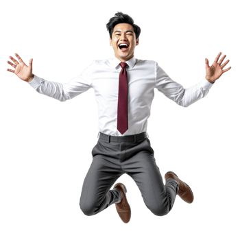 A man in a tie and shirt is jumping in the air png