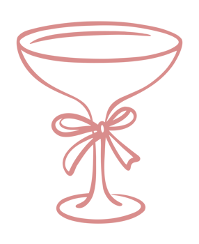 Pink cocktail glass with bow ribbon sketch drawing girly girl coquette preppy fancy drink aesthetic party girls night bachelorette birthday trendy illustration isolated clipart transparent background png