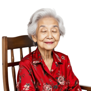An elderly woman sitting in a rocking chair png