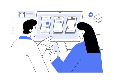 UX UI design isolated cartoon illustrations. vector