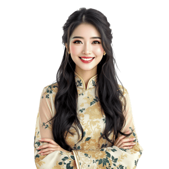 A beautiful young woman in an asian dress png