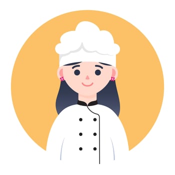 a woman in a chef's uniform is shown in a flat style vector