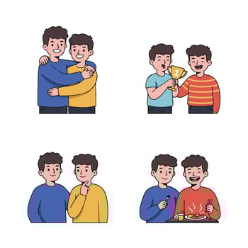 Love and Friendship Shown by Two Brothers Laughing and Having Fun vector