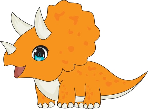 Cute Triceratops Dinosaur, Dino With Adorable Smile vector