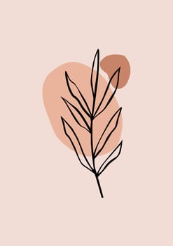 Modern aesthetic boho floral leaves with hand drawn abstract shapes art print background. Good for poster, card, banner, cover, placard, flyer and brochure. Trendy Illustration Clipart vector