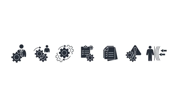 Business continuity plan icons set Flat style vector