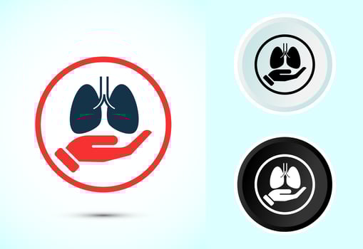 Lungs health care icon. Healthcare and medical icon sign, Color black and white vector