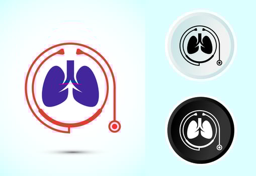 Lungs health care icon illustration. Healthcare and medical sign, Color black and white vector