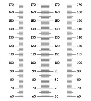 Height charts from 60 to 170 centimeters set. Templates for wall growth sticker. Meter wall or growth ruler mockup. vector