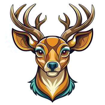 a deer head with horns and antlers background vector